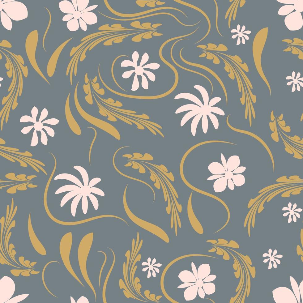 Folk flowers pattern Floral surface design Seamless pattern vector