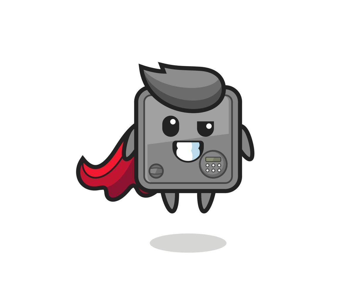 the cute safe box character as a flying superhero vector