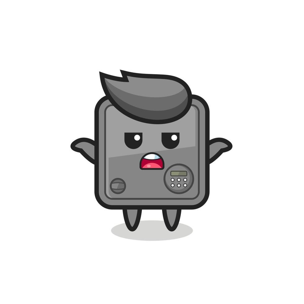 safe box mascot character saying I do not know vector