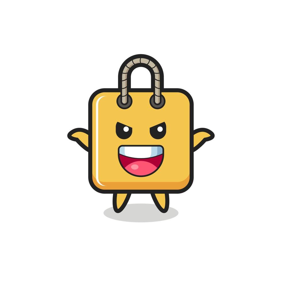 the illustration of cute shopping bag doing scare gesture vector