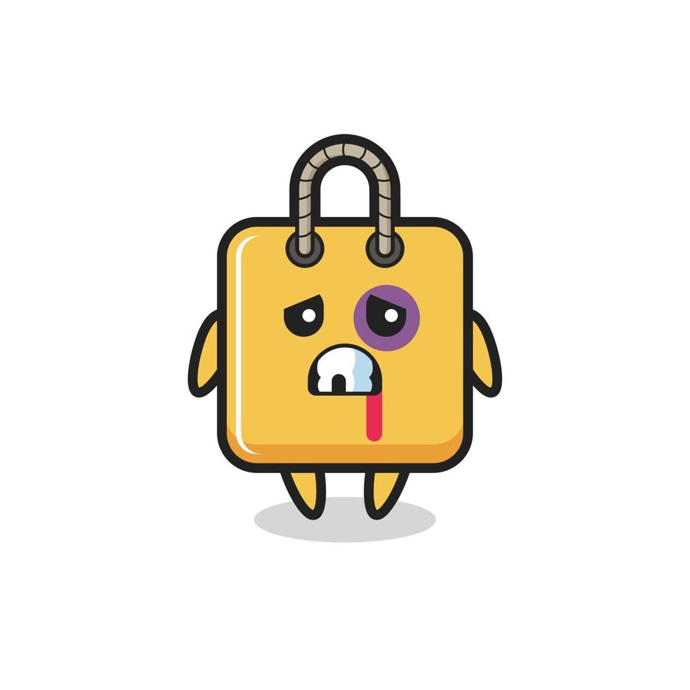 injured shopping bag character with a bruised face vector