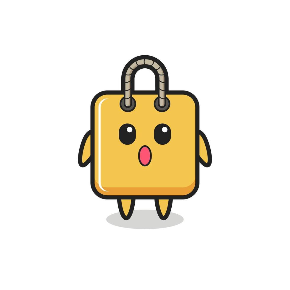 the amazed expression of the shopping bag cartoon vector