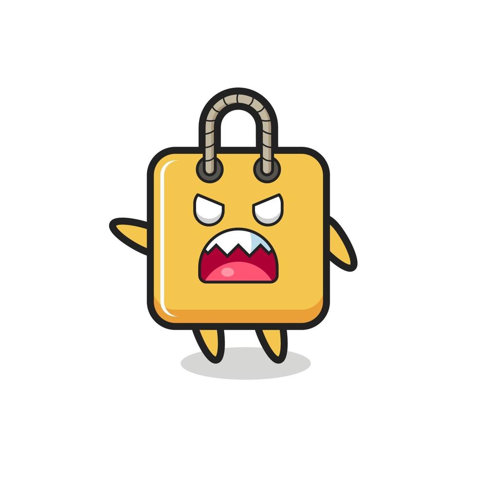 cute shopping bag cartoon in a very angry pose vector
