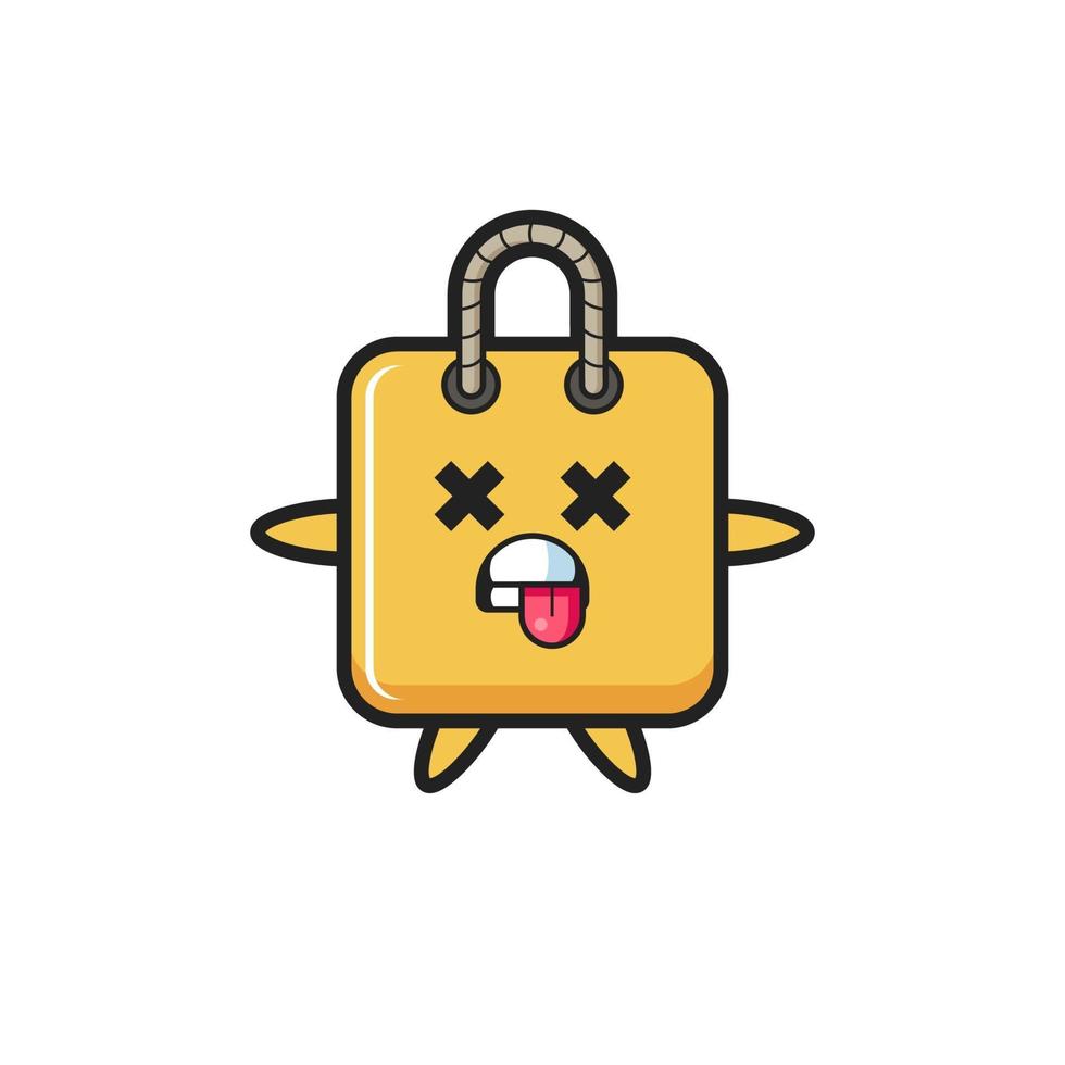 character of the cute shopping bag with dead pose vector