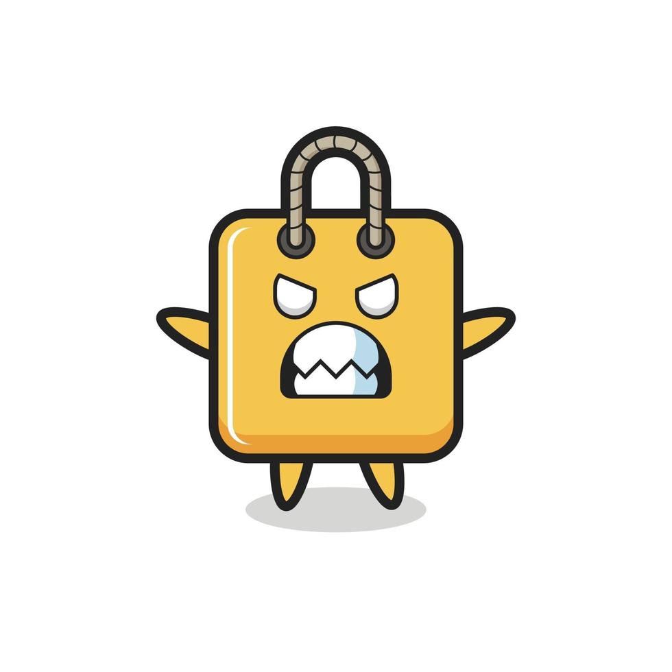 wrathful expression of the shopping bag mascot character vector