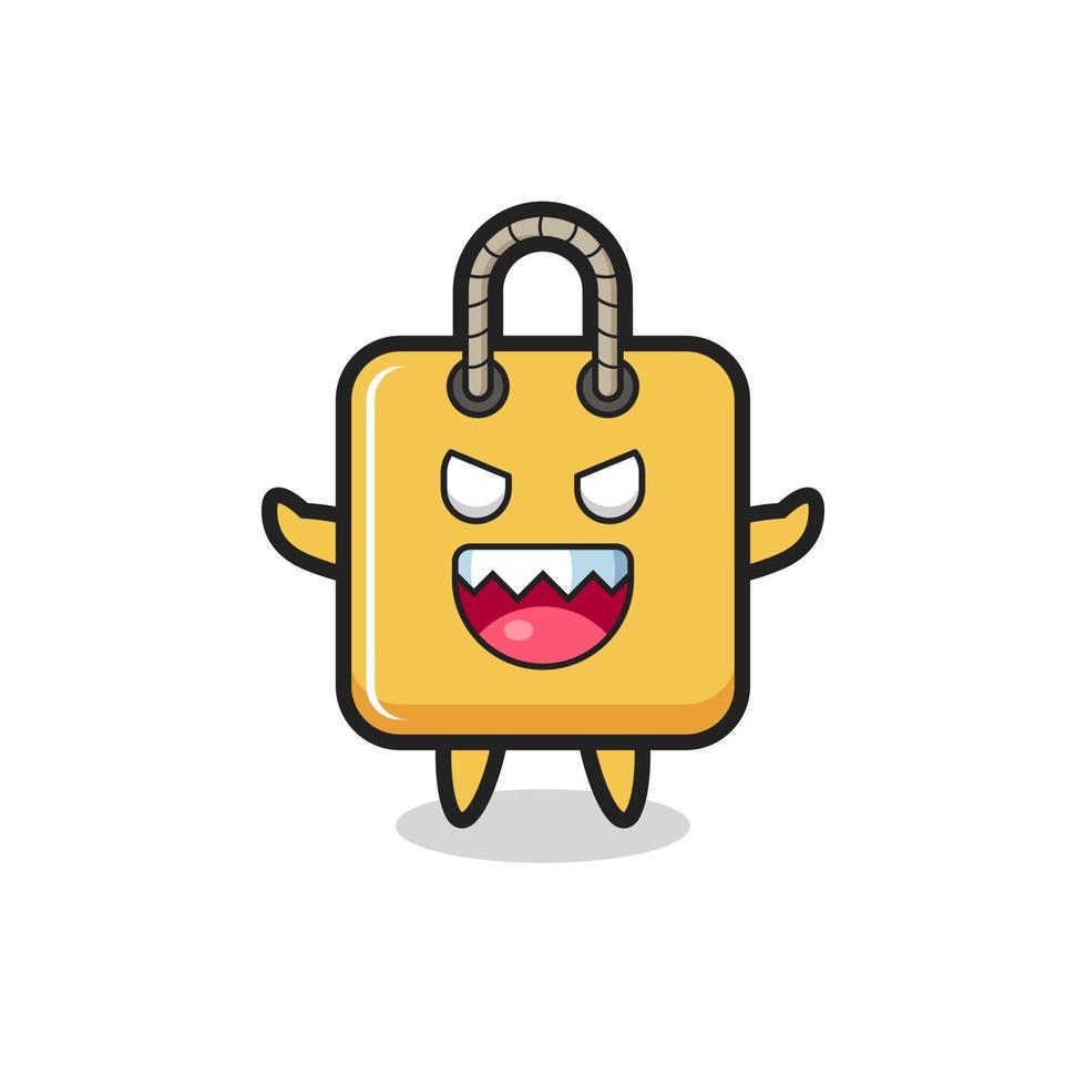 illustration of evil shopping bag mascot character vector
