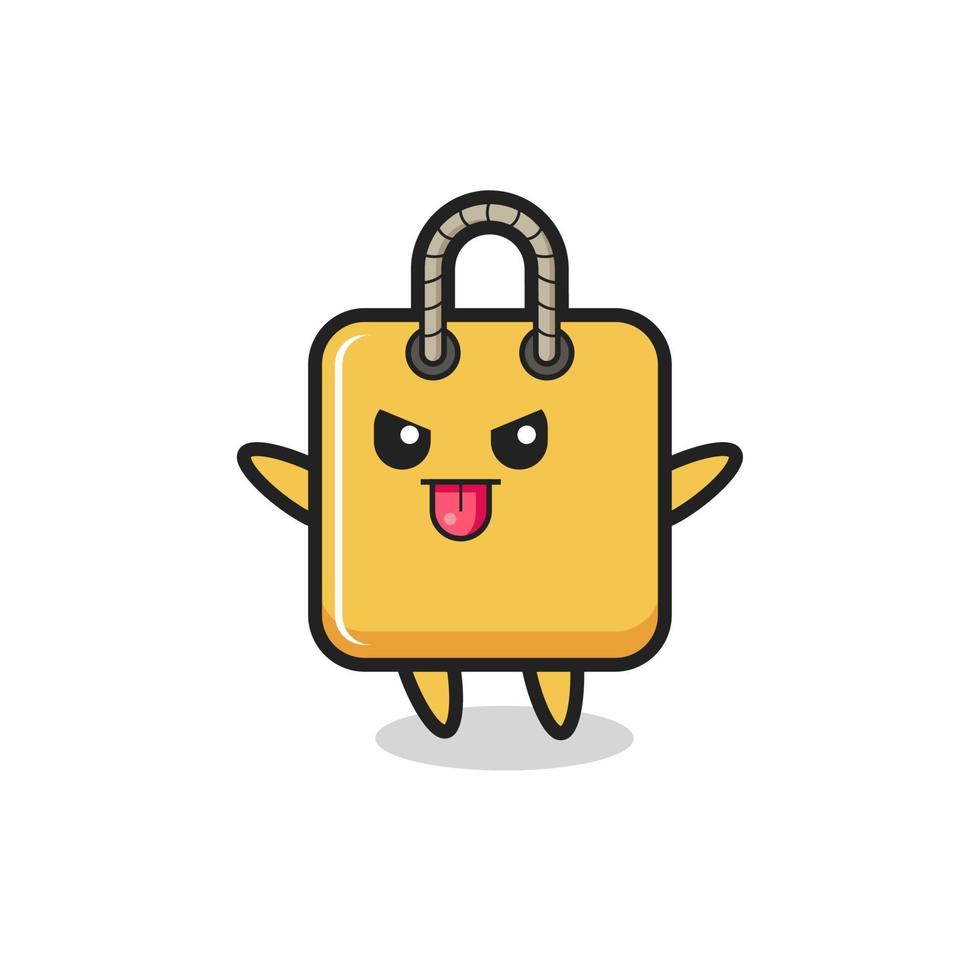 naughty shopping bag character in mocking pose vector