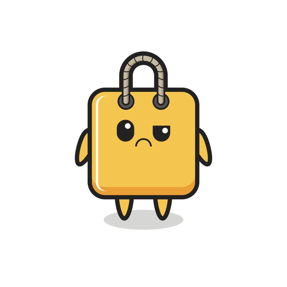 the mascot of the shopping bag with sceptical face vector