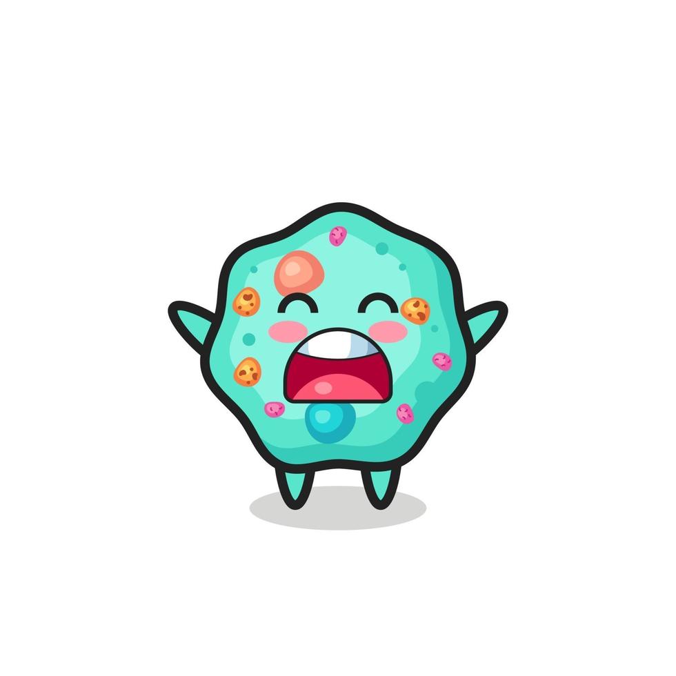 cute amoeba mascot with a yawn expression vector