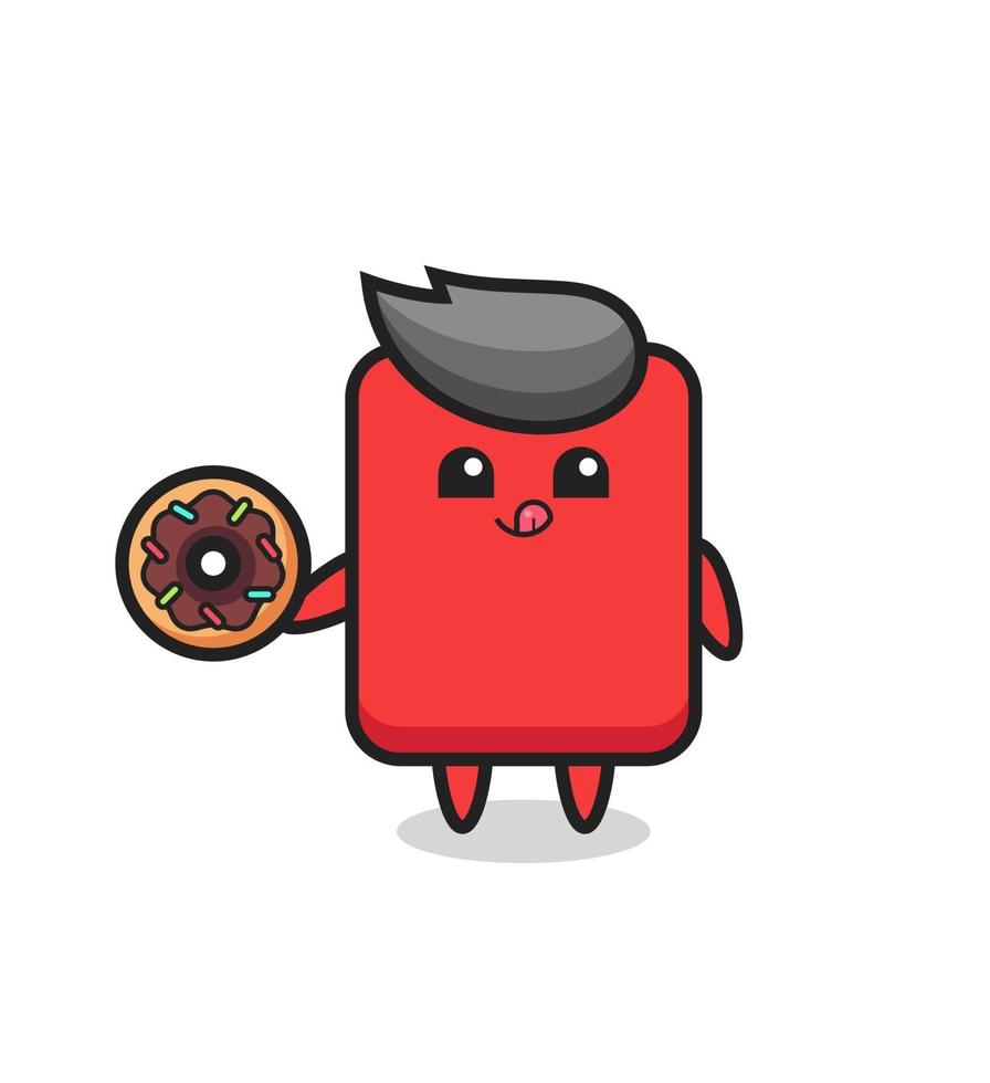 illustration of an red card character eating a doughnut vector