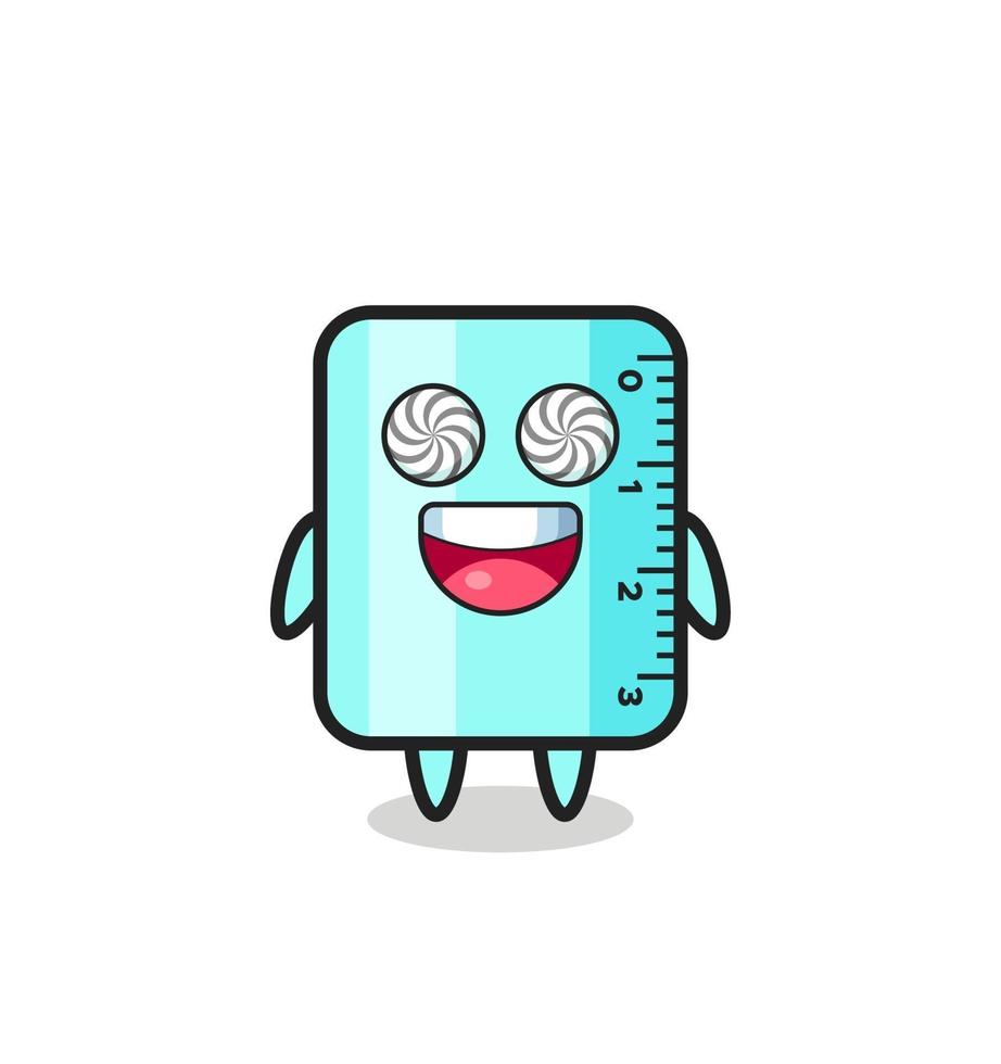 cute ruler character with hypnotized eyes vector