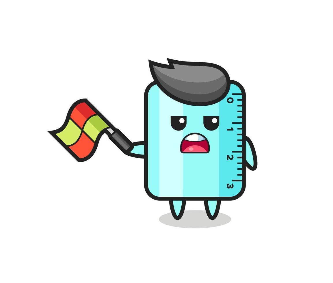 ruler cartoon as the line judge hold the flag up at a 45 degree angle vector