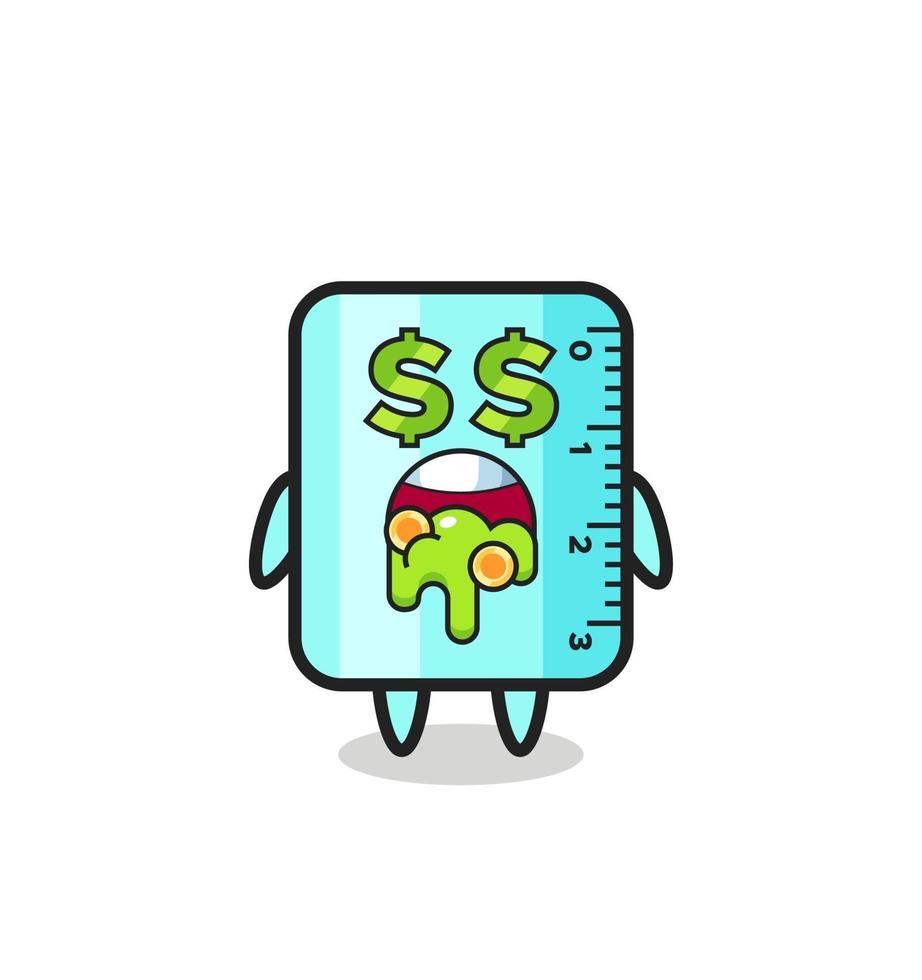 ruler character with an expression of crazy about money vector