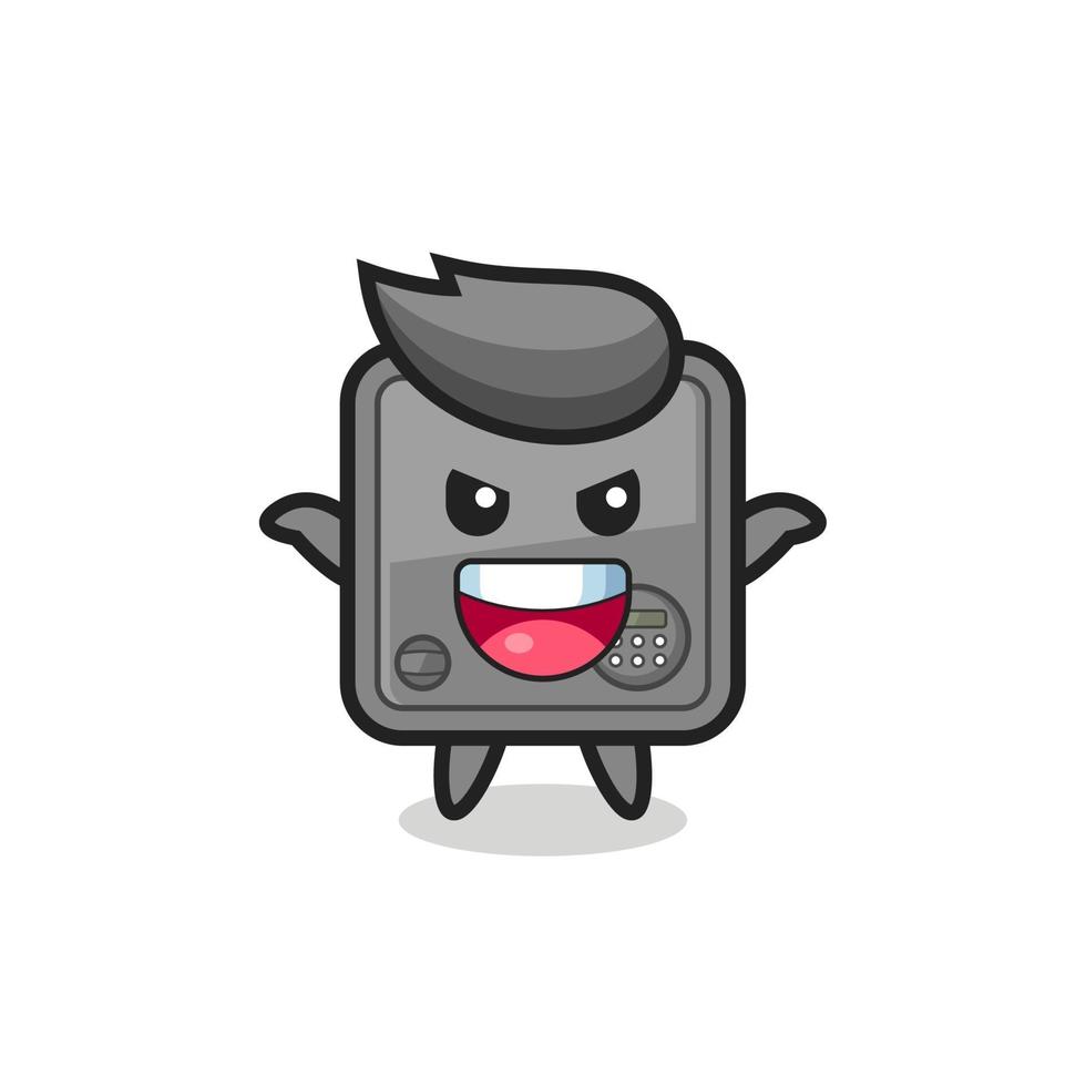 the illustration of cute safe box doing scare gesture vector
