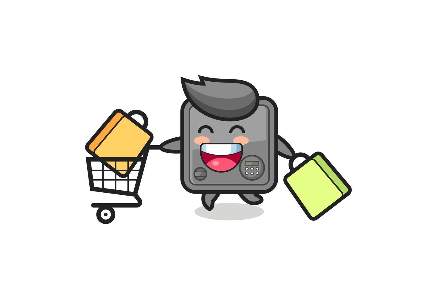 black Friday illustration with cute safe box mascot vector