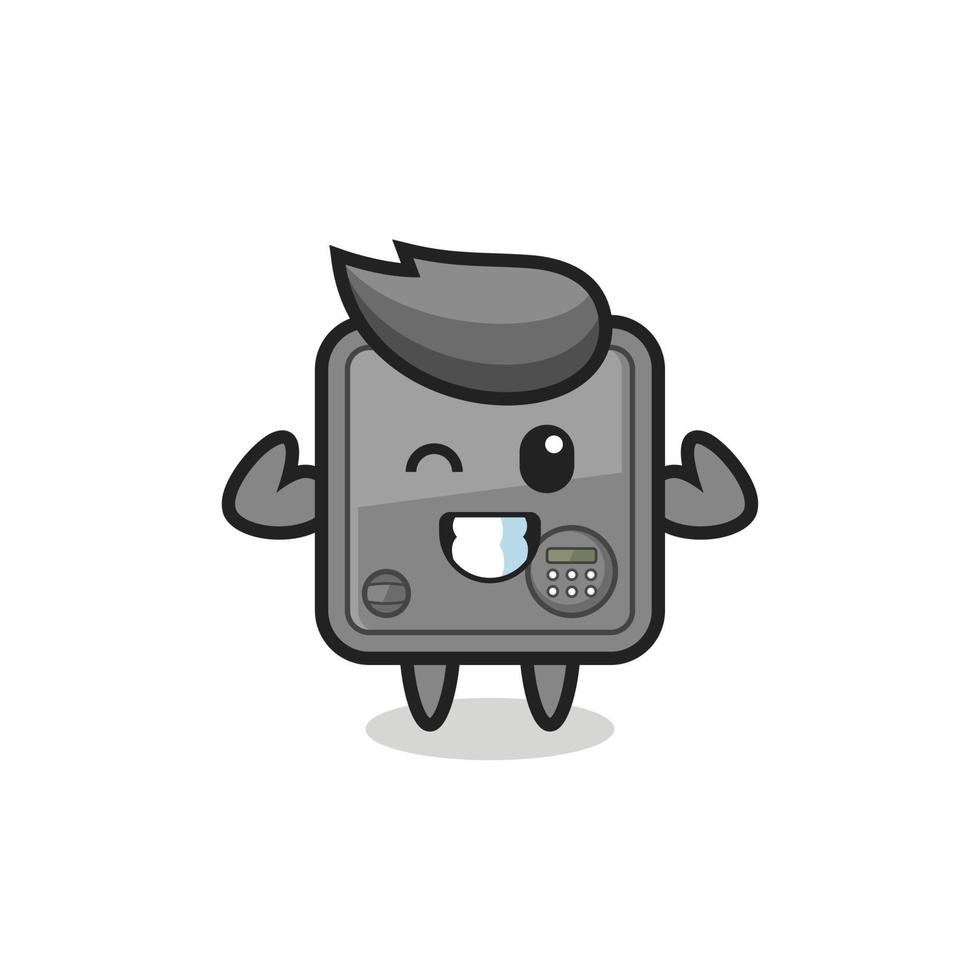 the muscular safe box character is posing showing his muscles vector