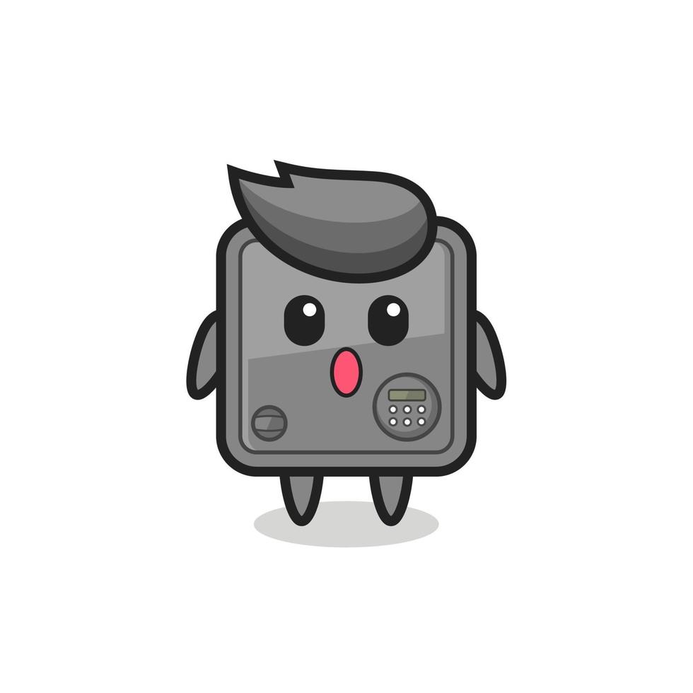 the amazed expression of the safe box cartoon vector