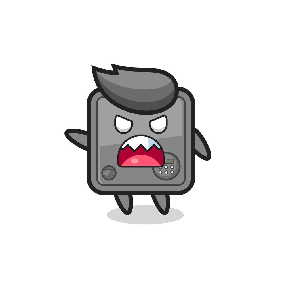 cute safe box cartoon in a very angry pose vector