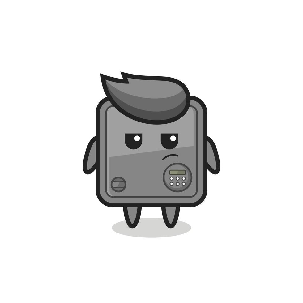 lindo personaje de caja fuerte con expresión sospechosa vector