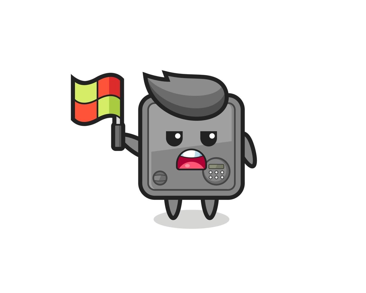 safe box character as line judge putting the flag up vector