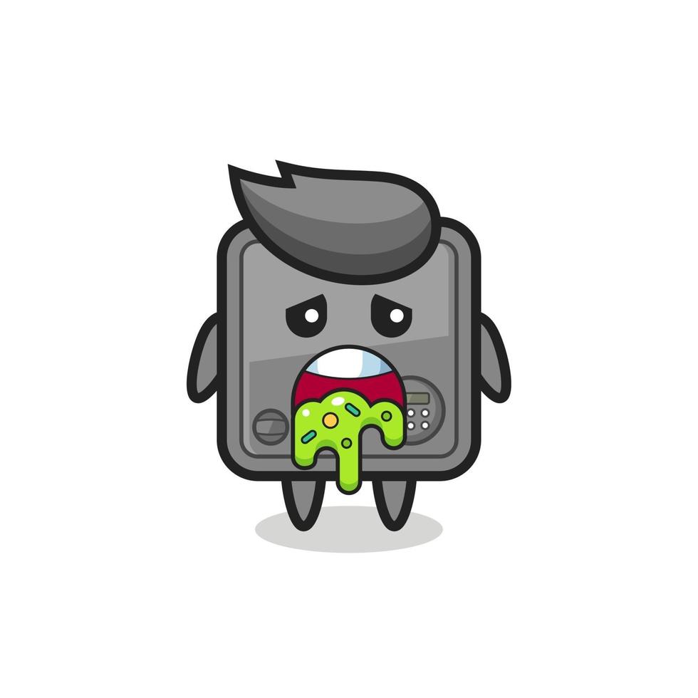 the cute safe box character with puke vector