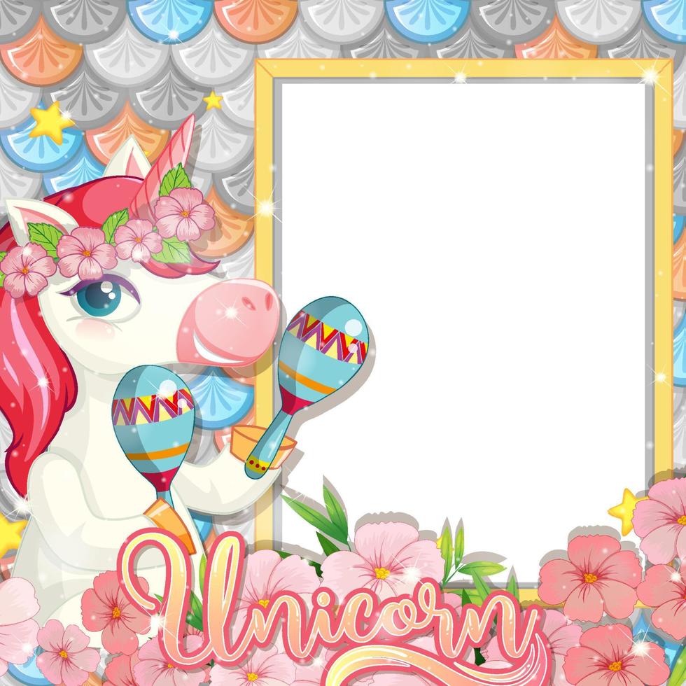 Blank banner with beautiful pegasus cartoon character vector