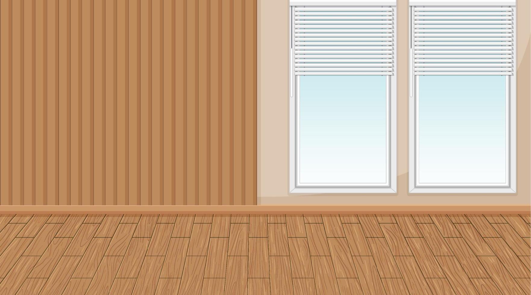 habitación vacía con ventanas y cortinas blancas, suelo de madera.  representación 3d 6653202 Foto de stock en Vecteezy