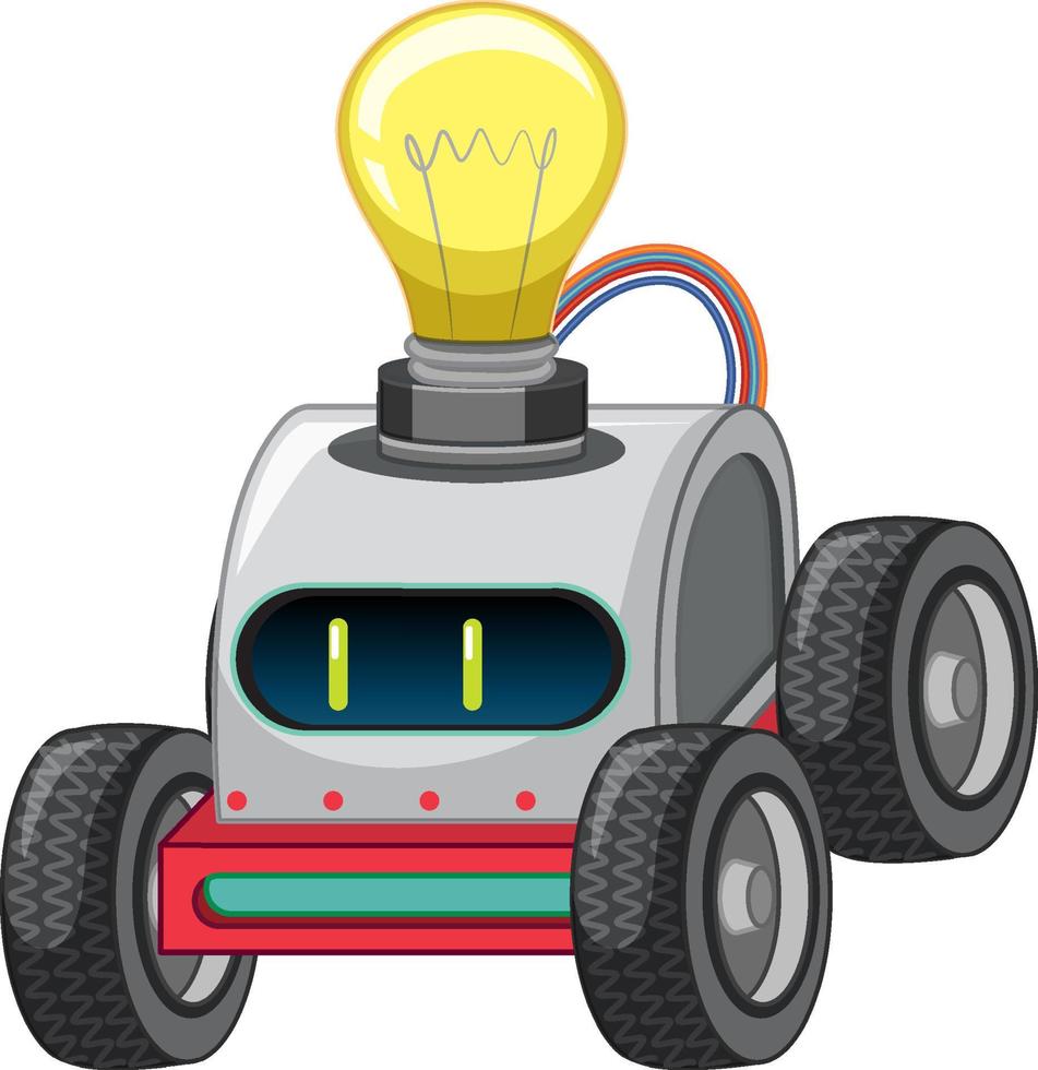 Vintage robot car toy with light bulb vector