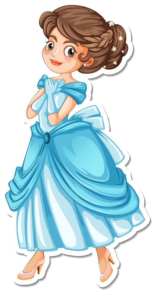 Beautiful princess cartoon character sticker vector