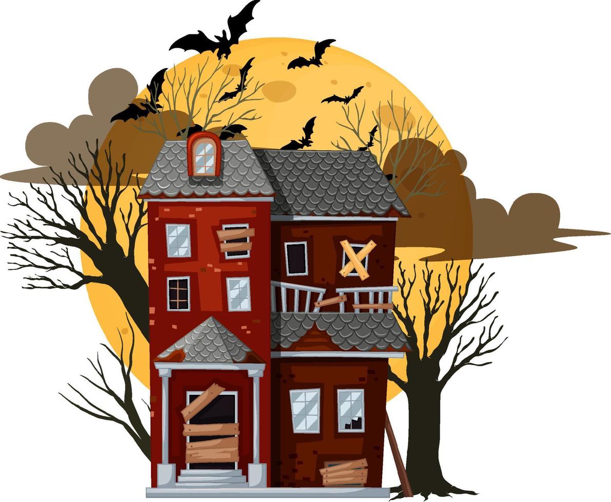 casa abandonada de halloween aislada vector