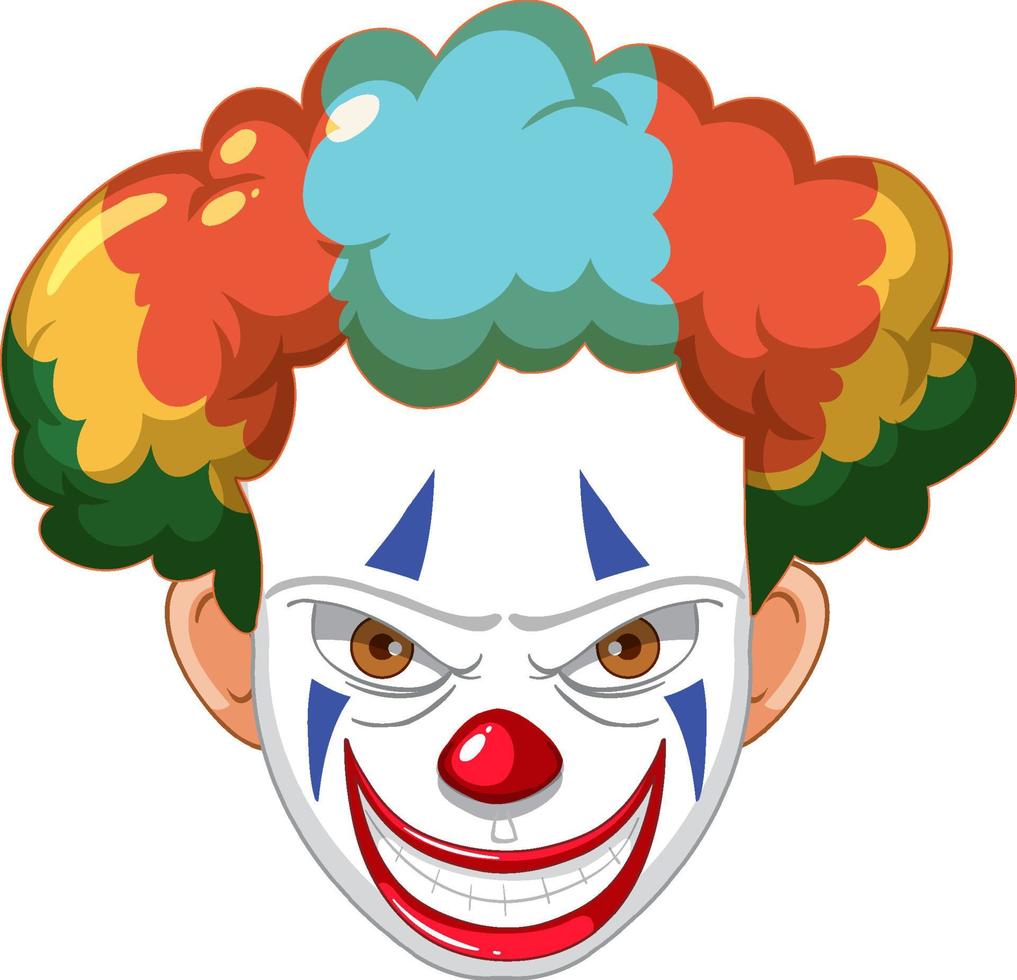 Creepy clown face on white background vector