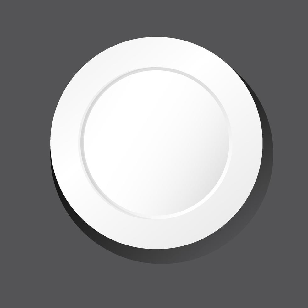 White plain plate on black background vector