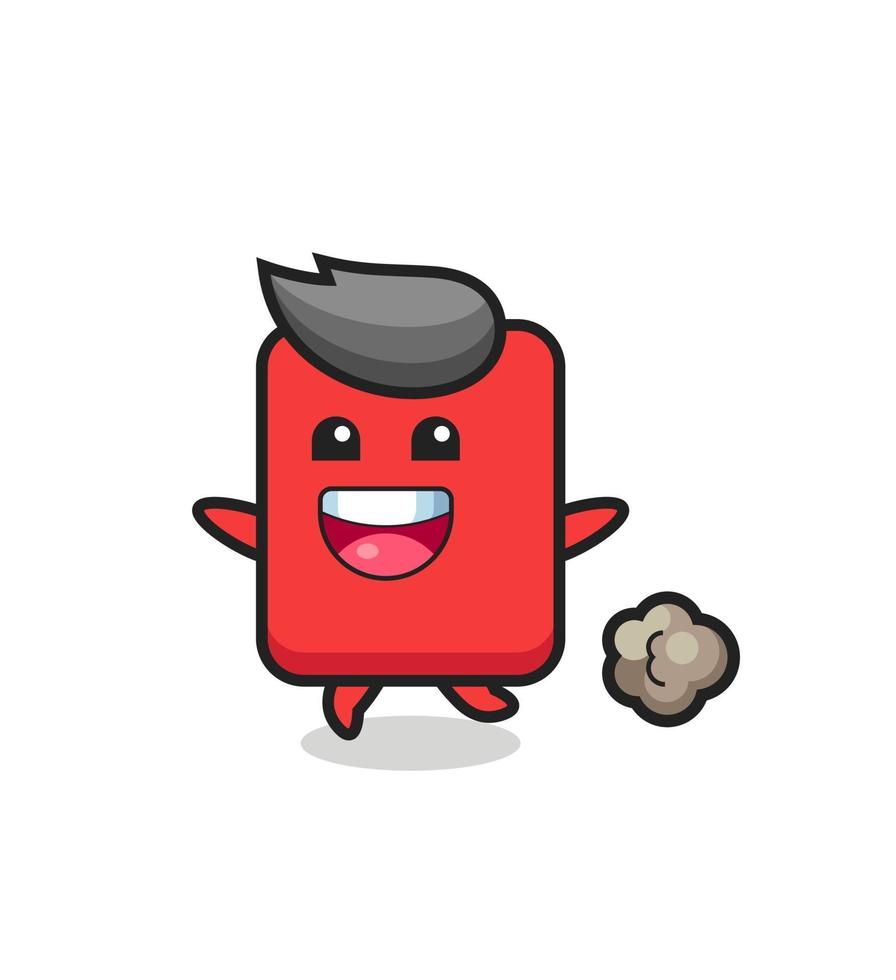 the happy red card cartoon with running pose vector