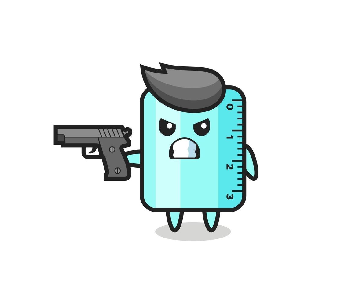 the cute ruler character shoot with a gun vector