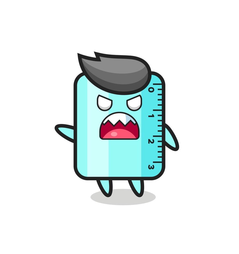 cute ruler cartoon in a very angry pose vector