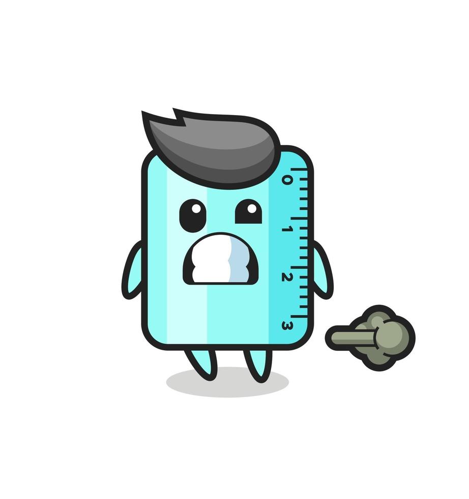 the illustration of the ruler cartoon doing fart vector