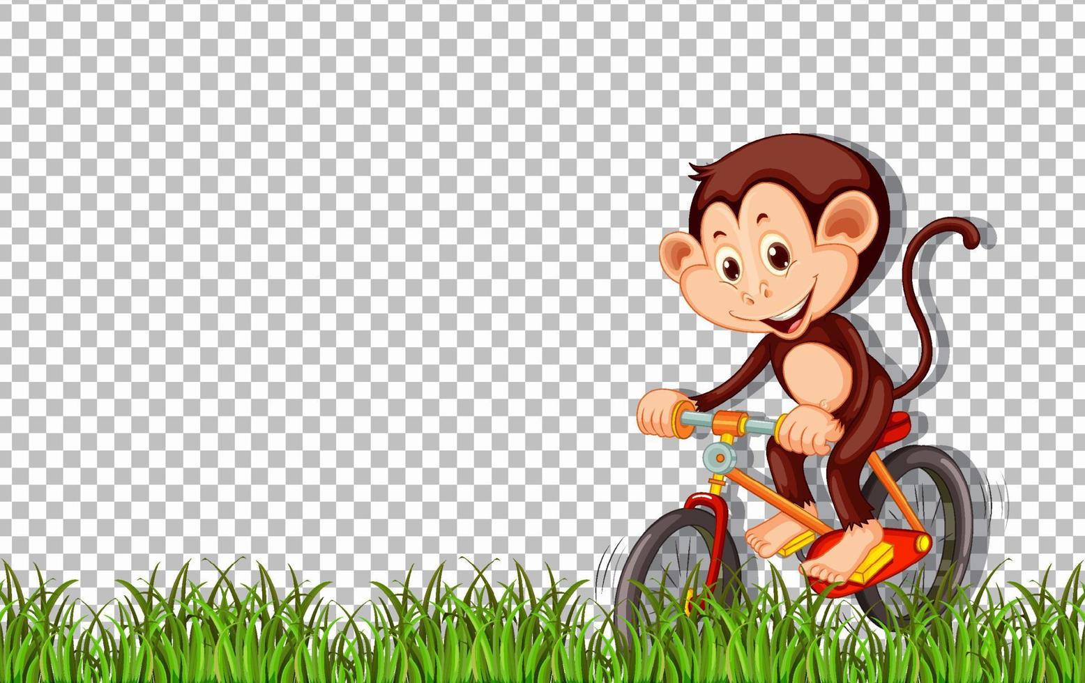 Monkey riding a bicycle on transparent background vector