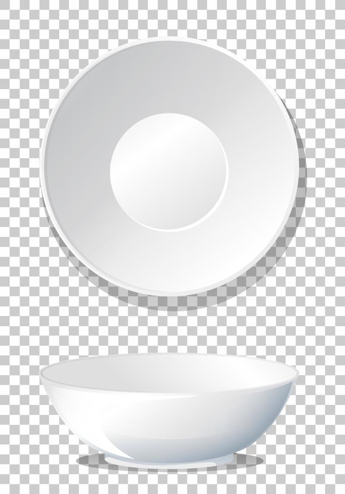 Top and side view of the simple white plain bowl vector