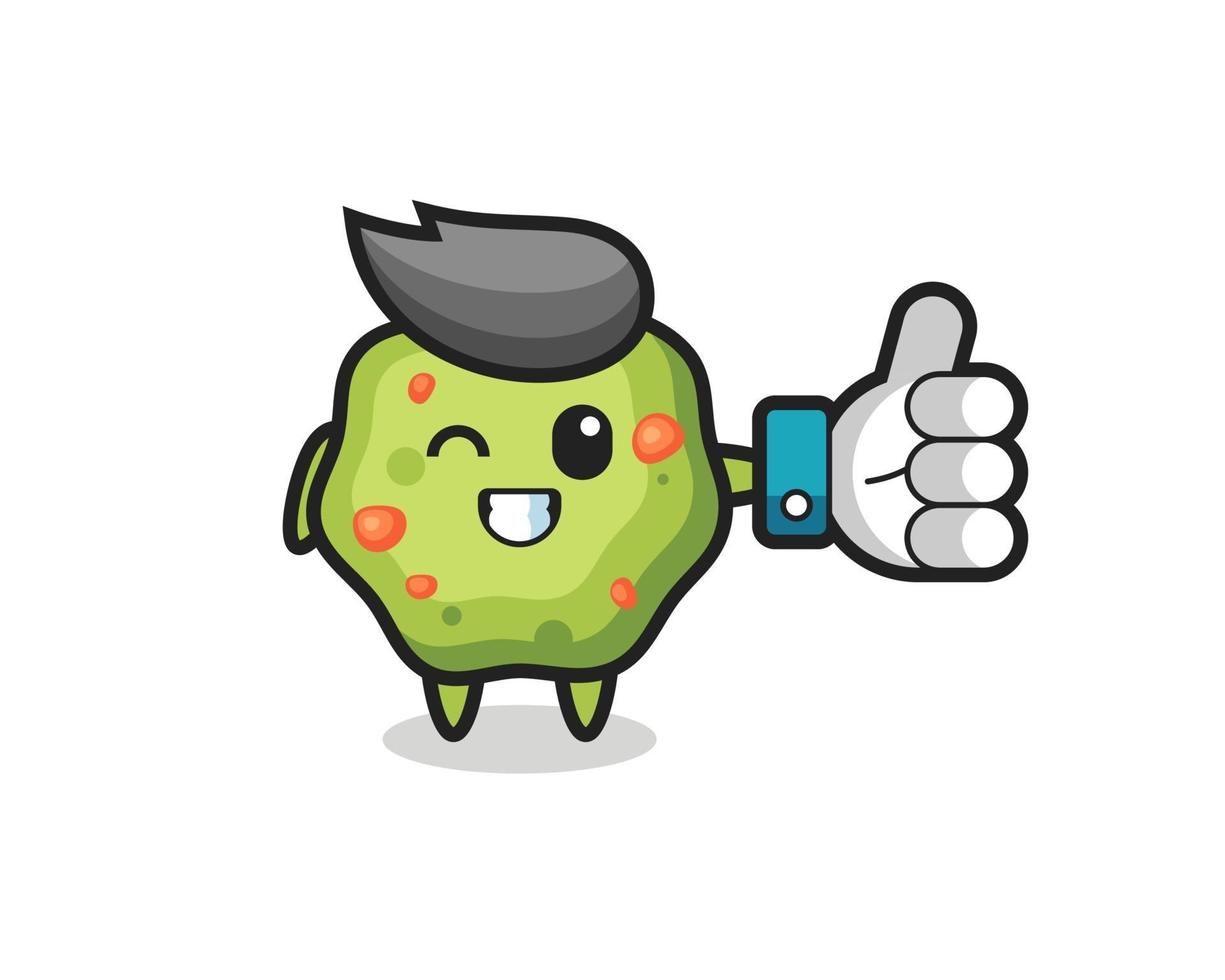 cute puke with social media thumbs up symbol vector