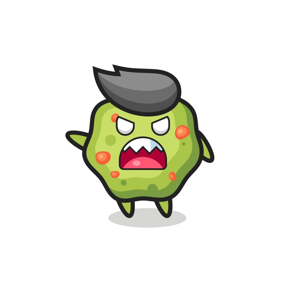 cute puke cartoon in a very angry pose vector