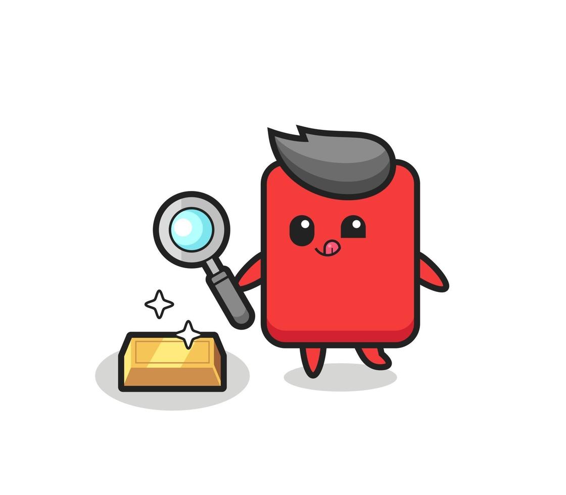 red card character is checking the authenticity of the gold bullion vector