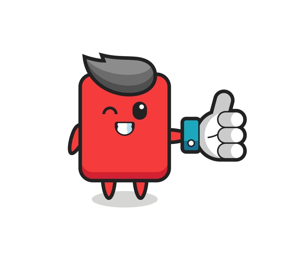 cute red card with social media thumbs up symbol vector