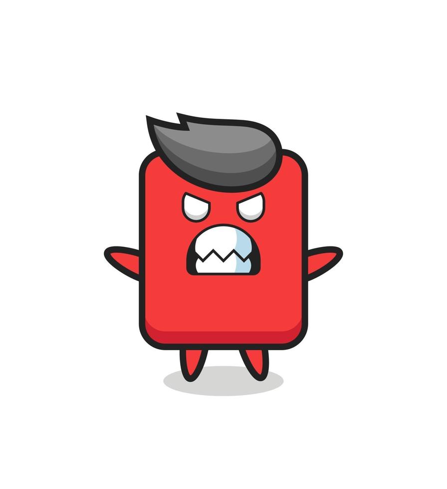 wrathful expression of the red card mascot character vector