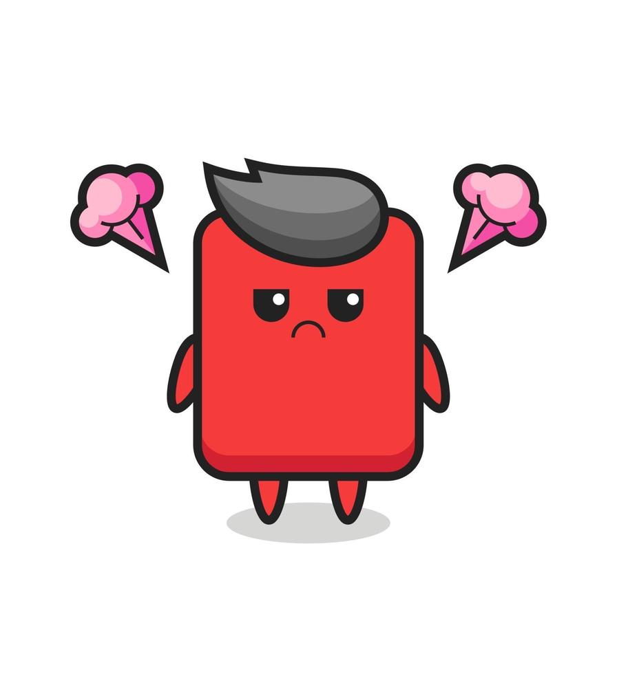 annoyed expression of the cute red card cartoon character vector