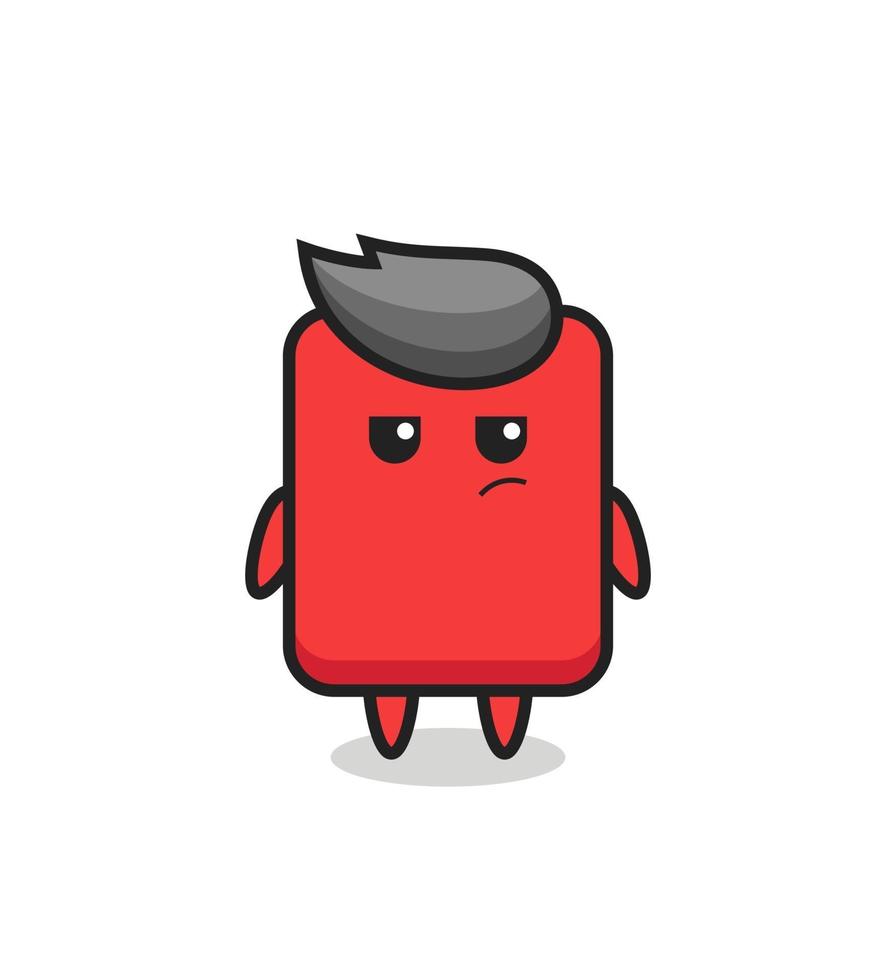 cute red card character with suspicious expression vector