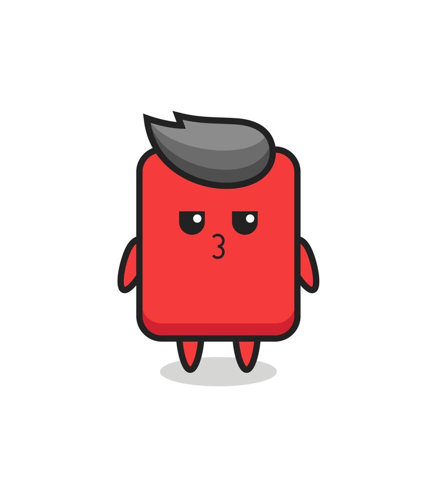 the bored expression of cute red card characters vector