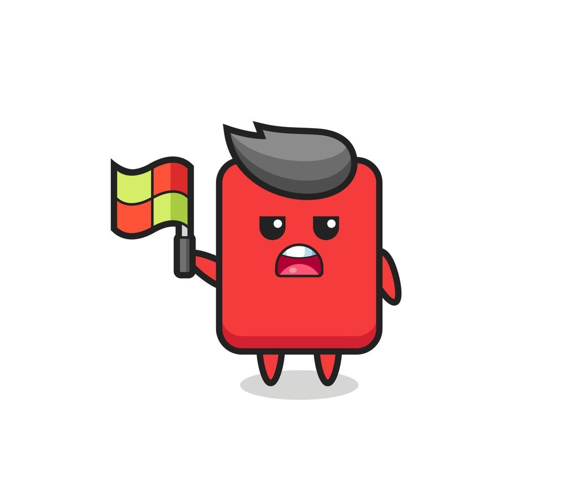 red card character as line judge putting the flag up vector