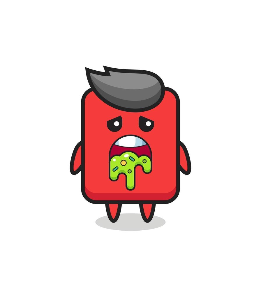 the cute red card character with puke vector