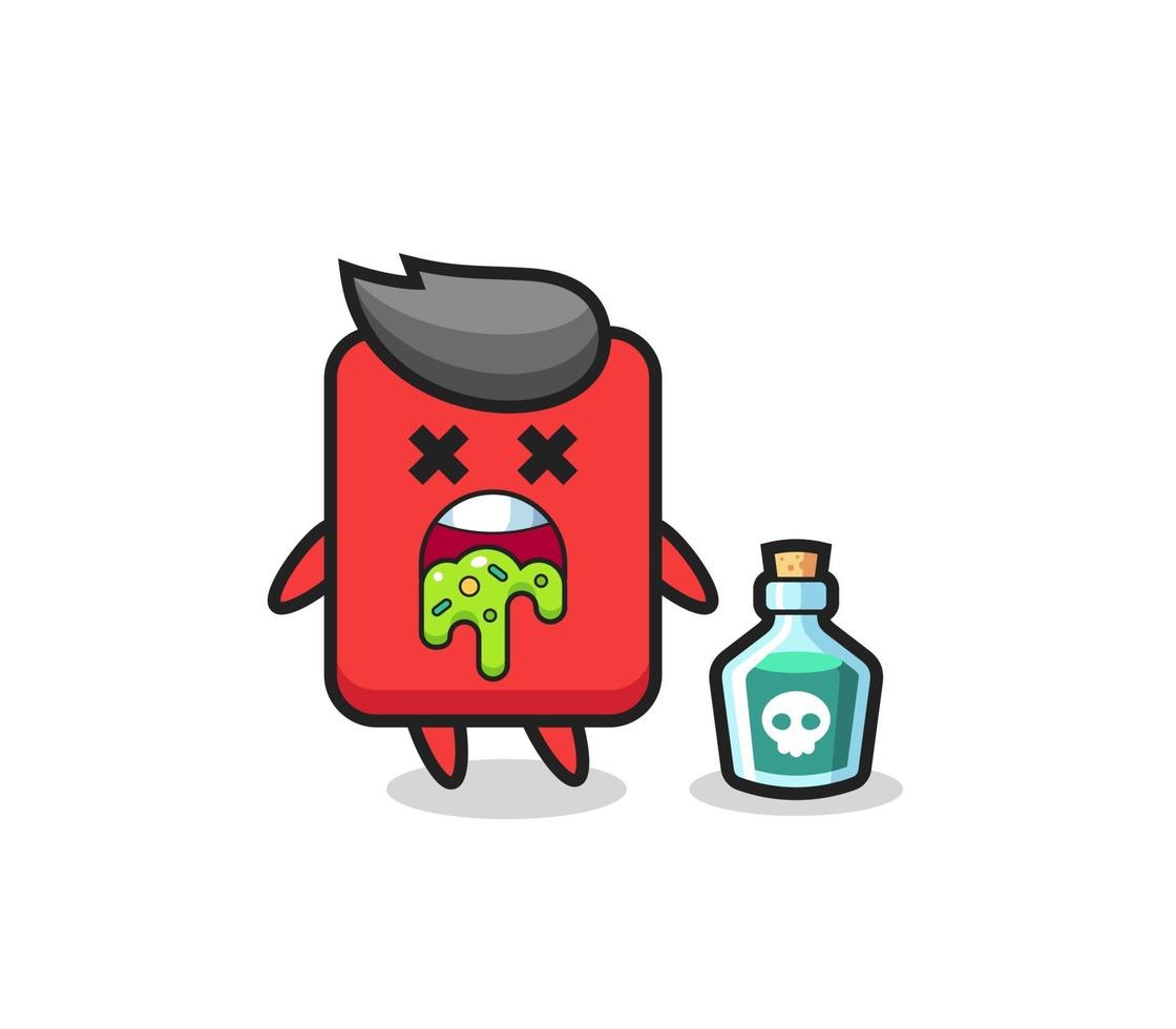 illustration of an red card character vomiting due to poisoning vector