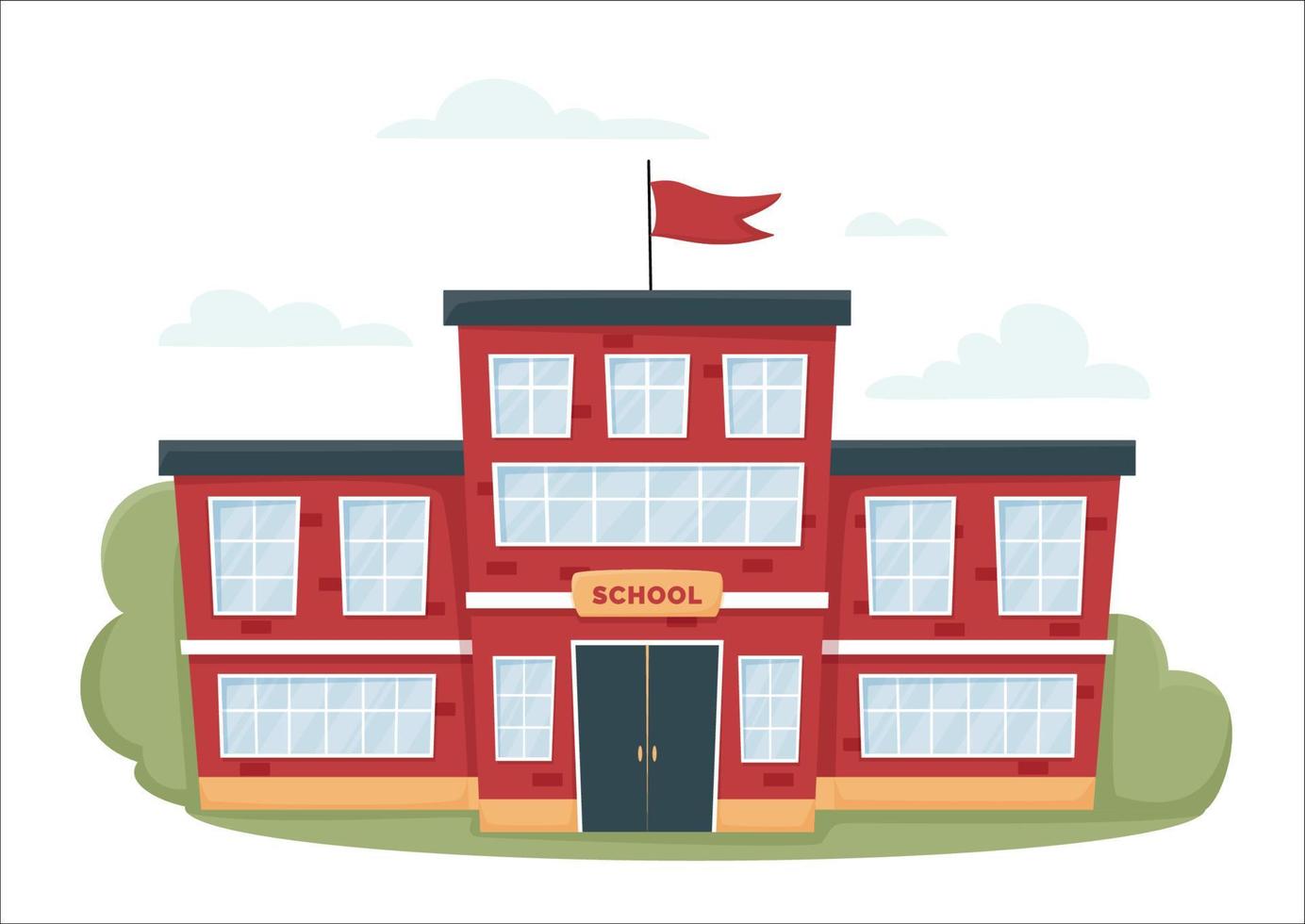 Modern school building with trees and bushes vector